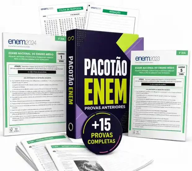 Encadernado do Pacotão ENEM com mais de 15 provas anteriores completas